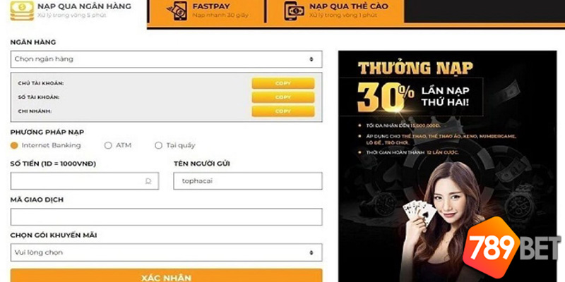 Hướng Dẫn Gửi Tiền Vào Tài Khoản 789Bet Một Cách An Toàn